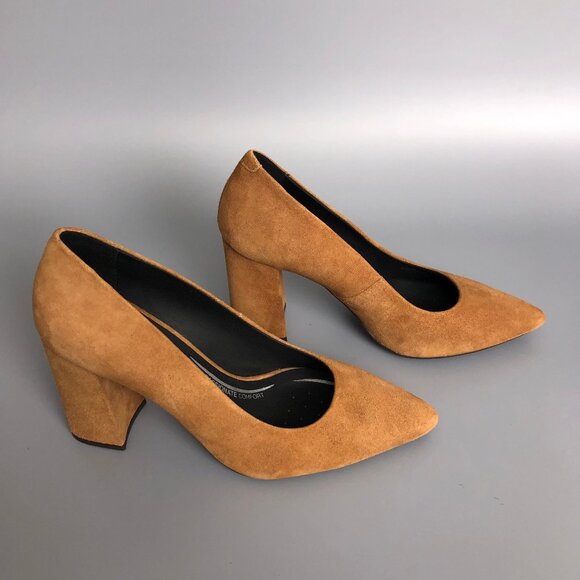 Like New Tan Leather Suede Geox Heels - Picture 2 of 10